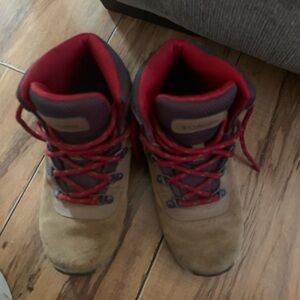 Columbia Kids' Tan and Red Hiking Boots